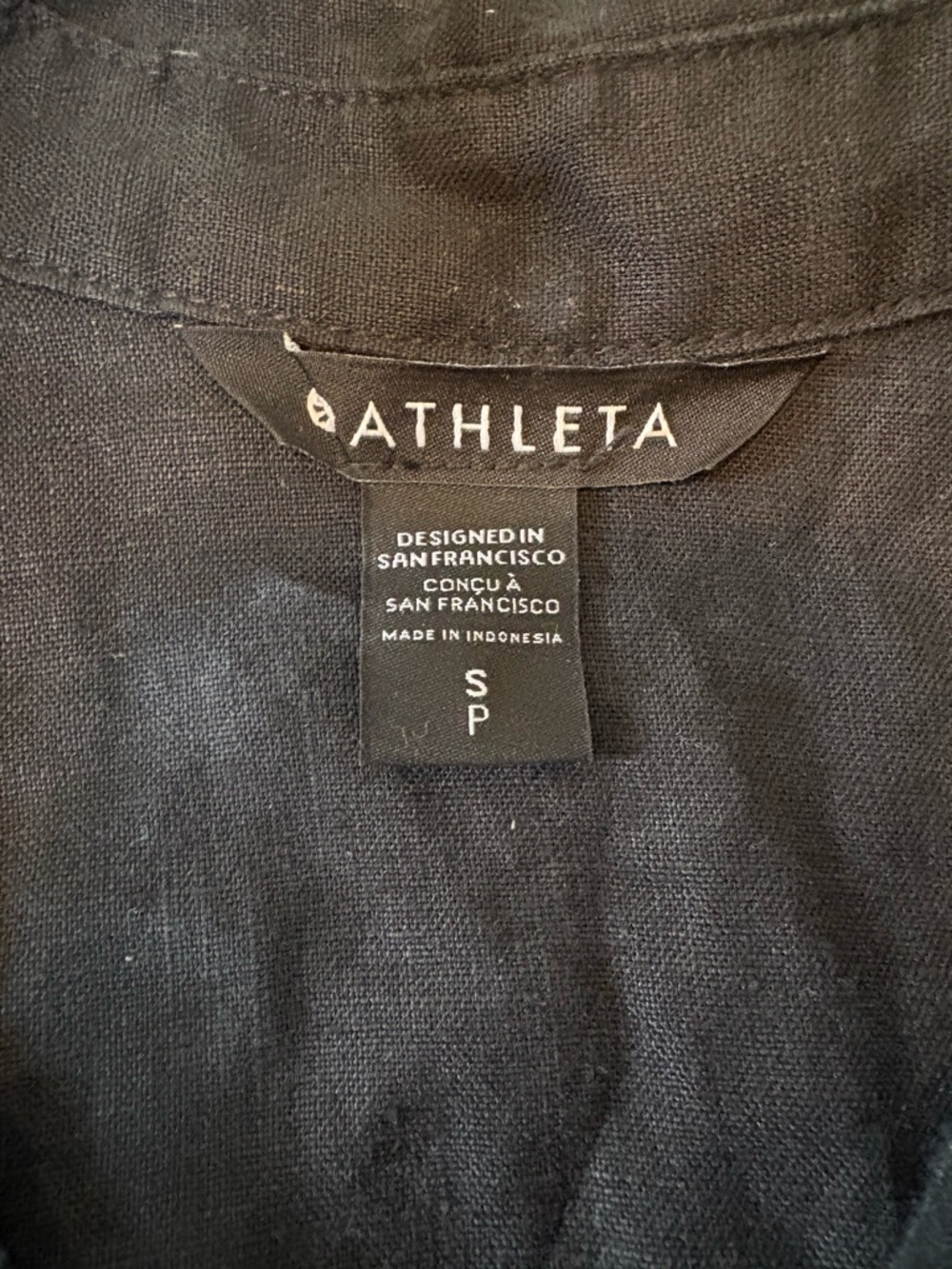 Athleta Playa Tie Top 100% Linen Wrap with Drawstring Bottom Black Size S - Picture 4 of 5